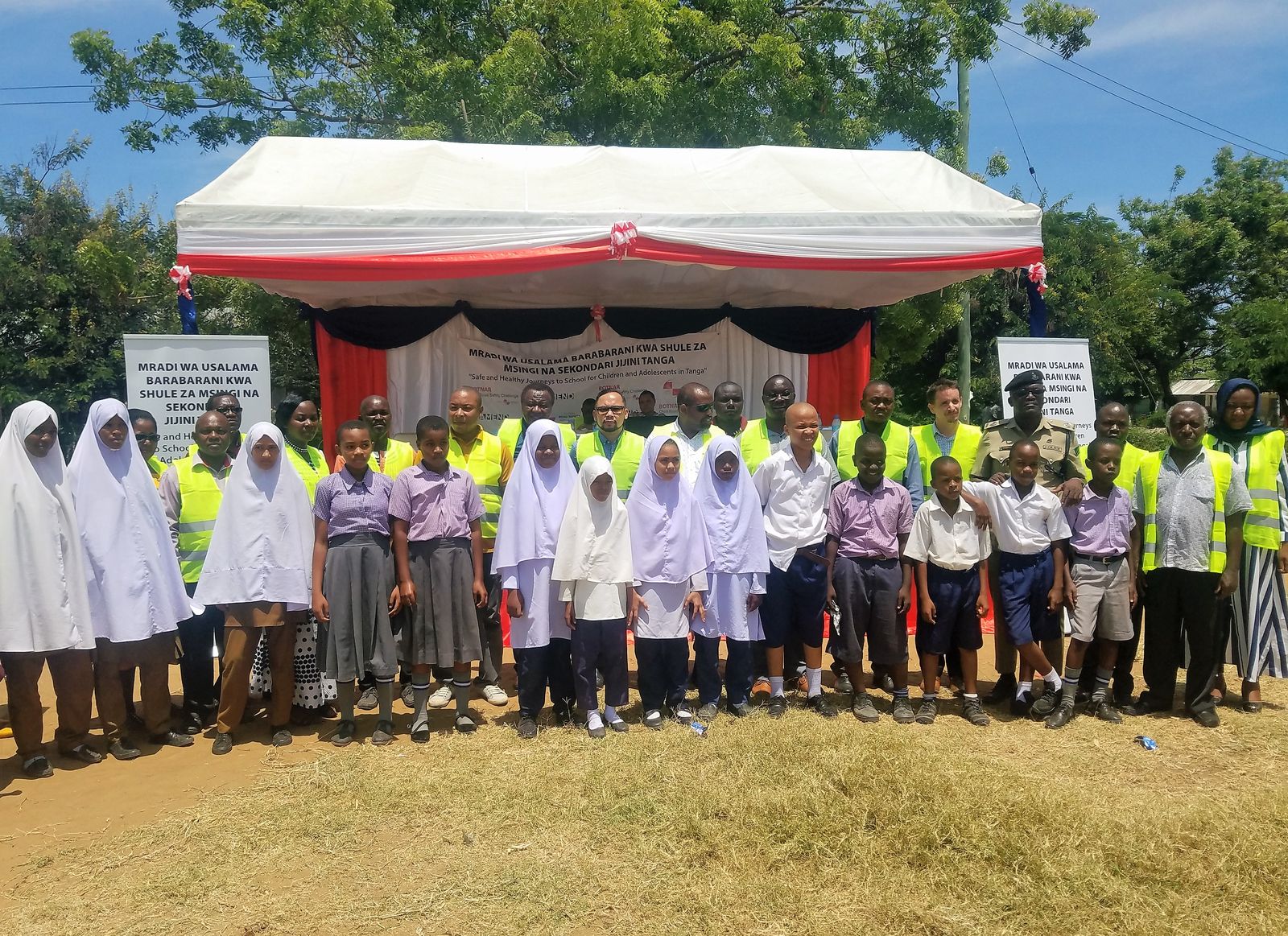 Ribbon cutting event with primary school children