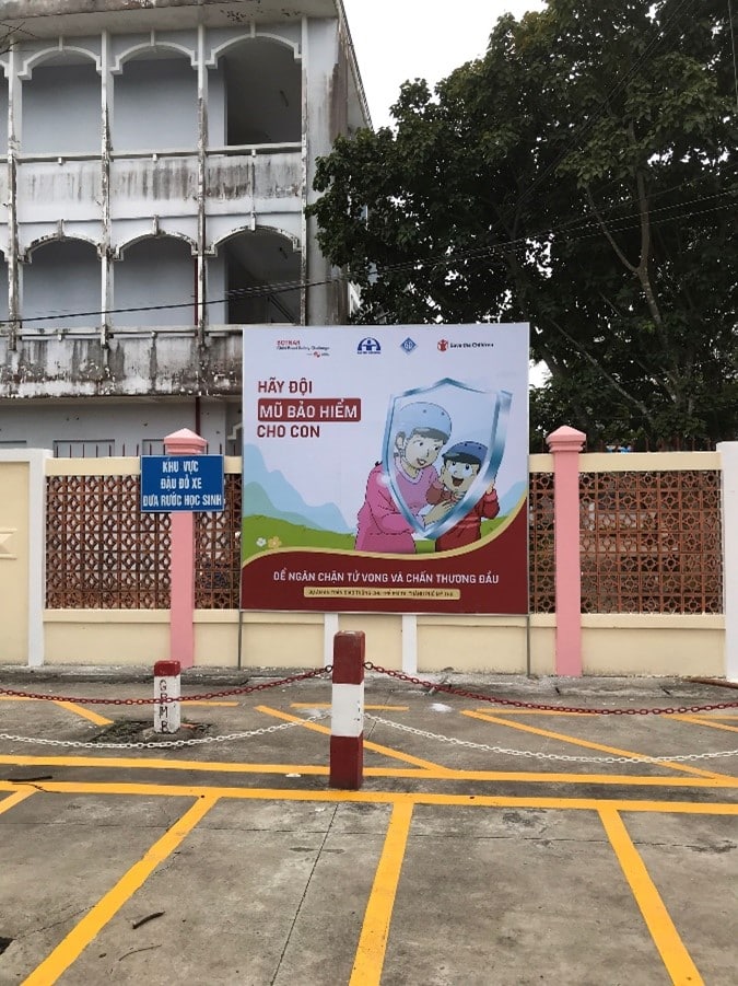 Road safety billboards installed in front of schools