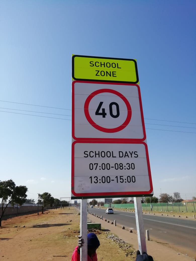 Mogale school zone speed sign